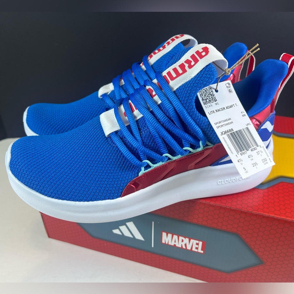🆕 Adidas Marvel Captain America Lite Racer Adapt  7.0 Unisex Size:5 New With Box - Picture 15 of 17